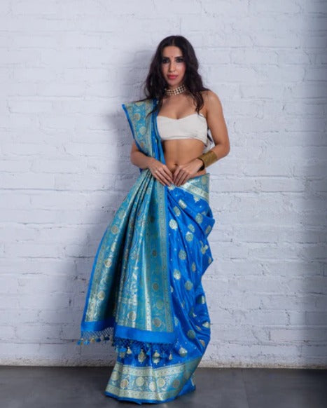 Blue Banarasi Silk Saree