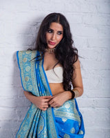 Blue Banarasi Silk Saree