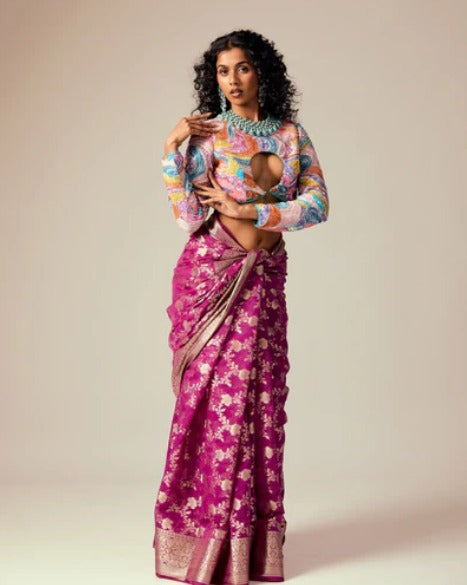 Pink Banarasi Saree