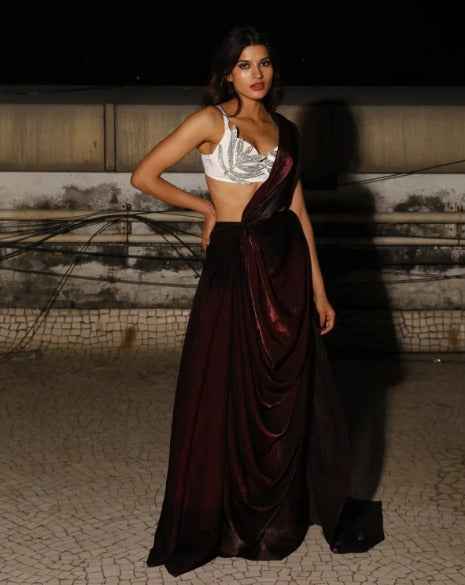 Maroon Georgette Saree