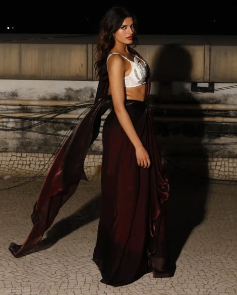 Maroon Georgette Saree