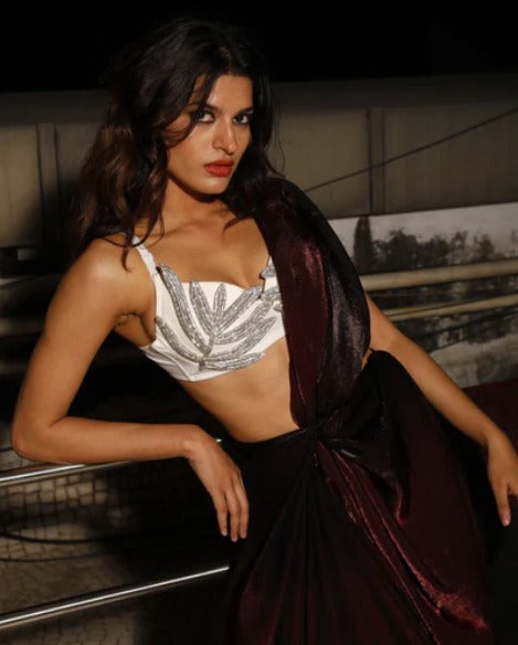 Maroon Georgette Saree