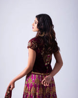 Maroon Georgette Heirloom Lehenga