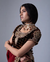 Red Georgette Heirloom Lehenga