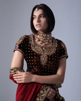 Red Georgette Heirloom Lehenga