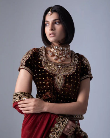 Red Georgette Heirloom Lehenga