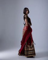 Red Georgette Heirloom Lehenga