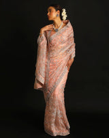 Blush Pink Organza Silk Saree
