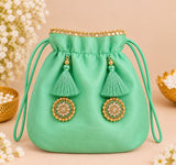 Mint-Green Chanderi Anarkali 3-Piece Set