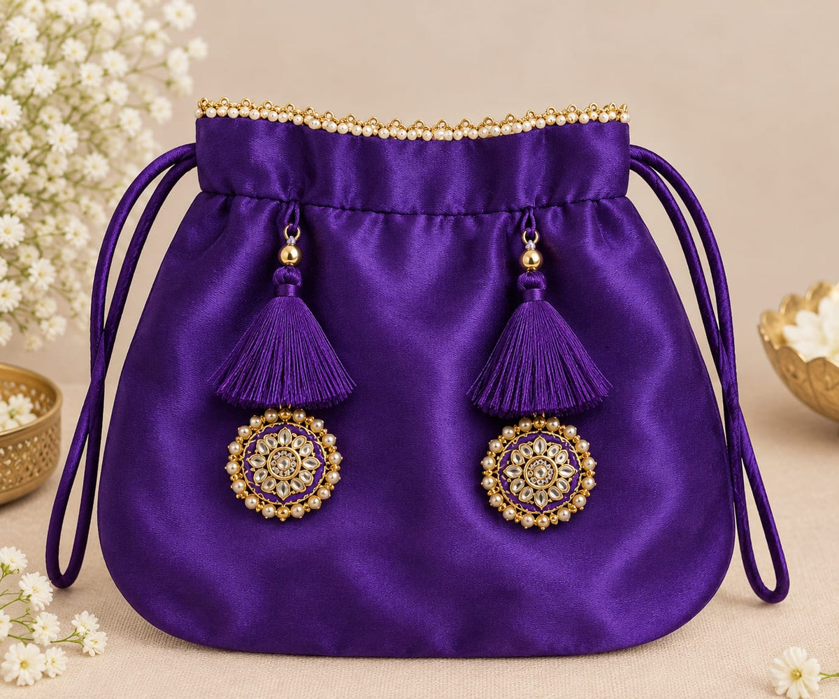 Purple Gajji Silk Embroidered Kurta Set with Organza Dupatta