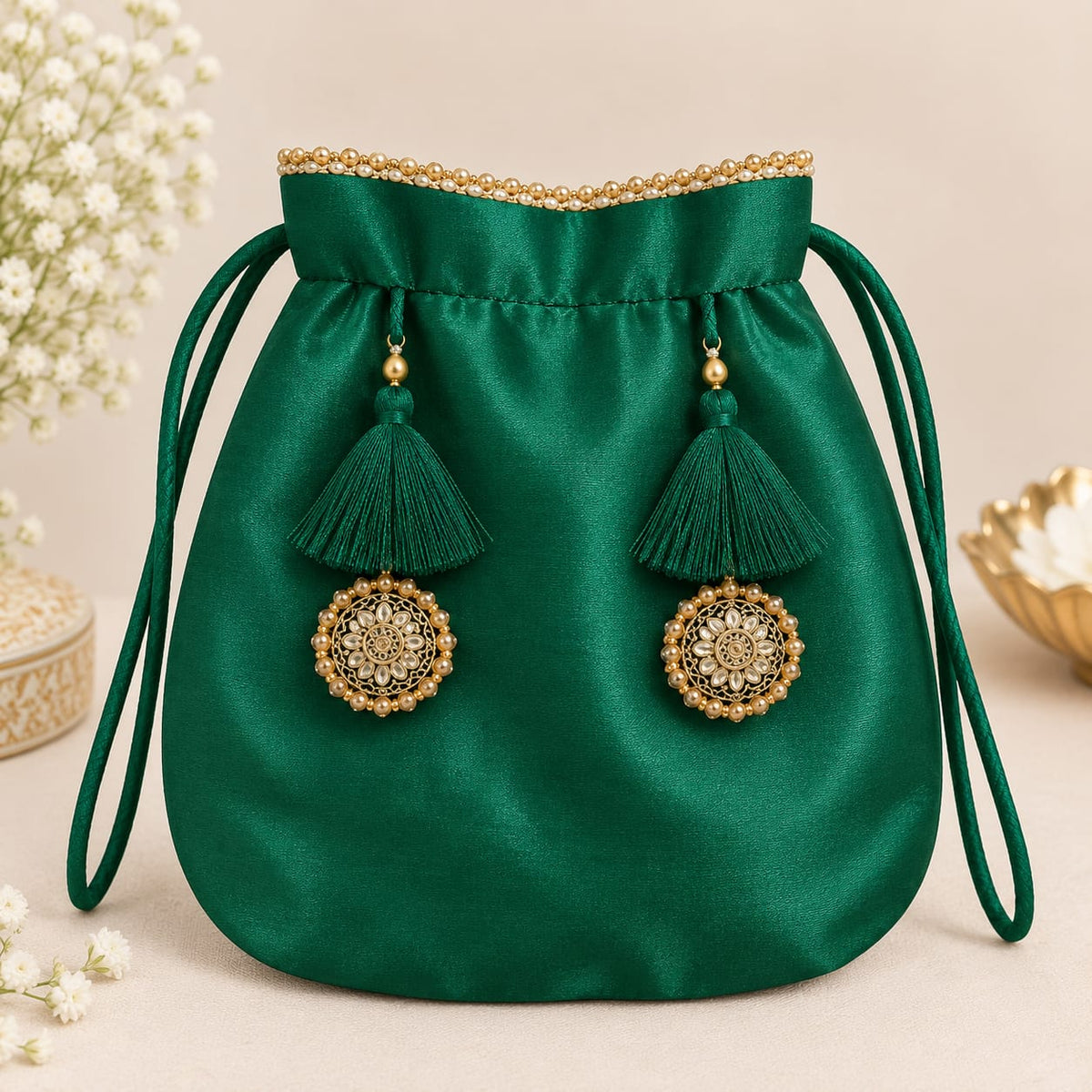 Green Gajji Silk Embroidered Kurta Set With Dupatta