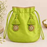 Parrot Green Dola Silk Farsi Salwar Set with Dupatta