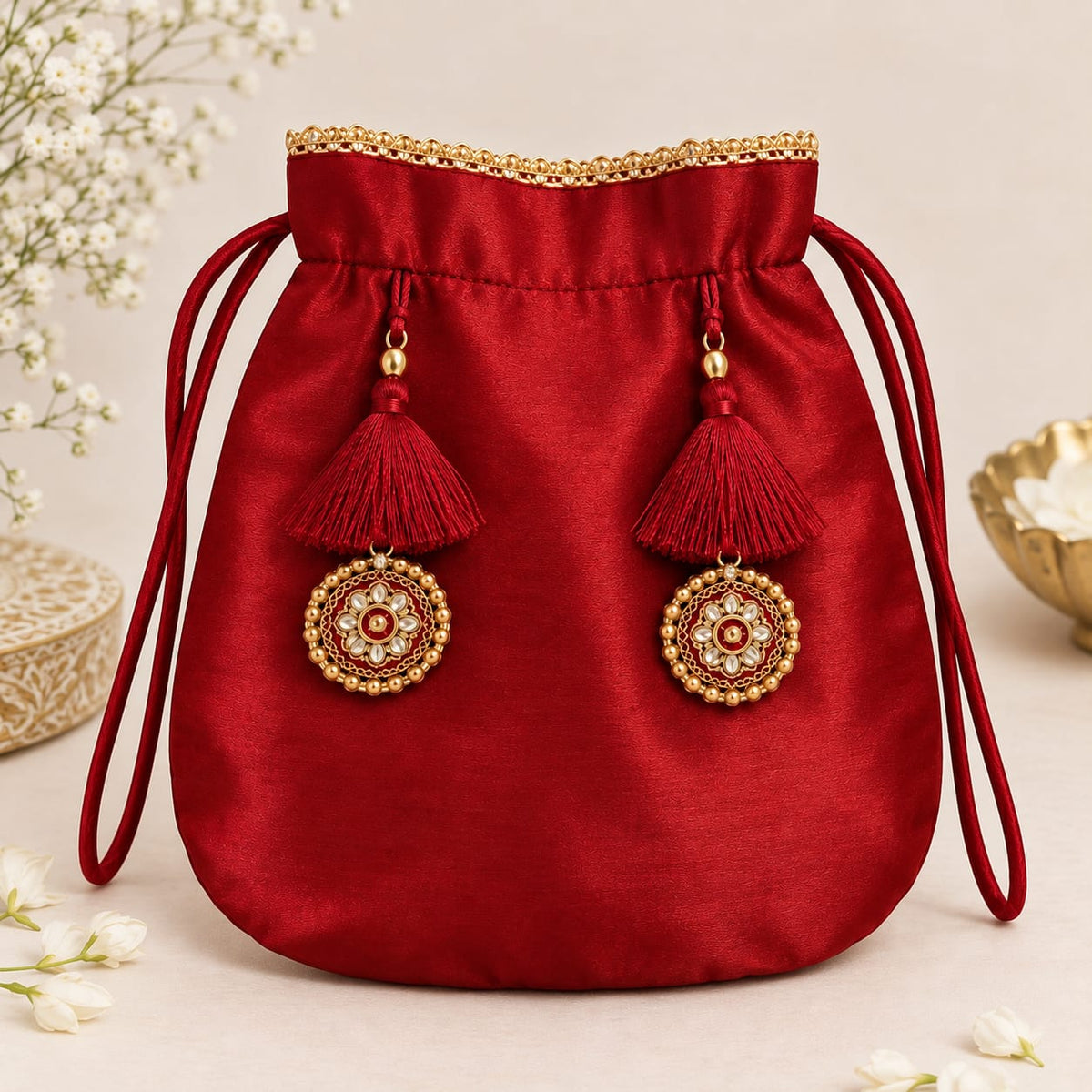 Red Gajji Silk Embroidered Sharara Set