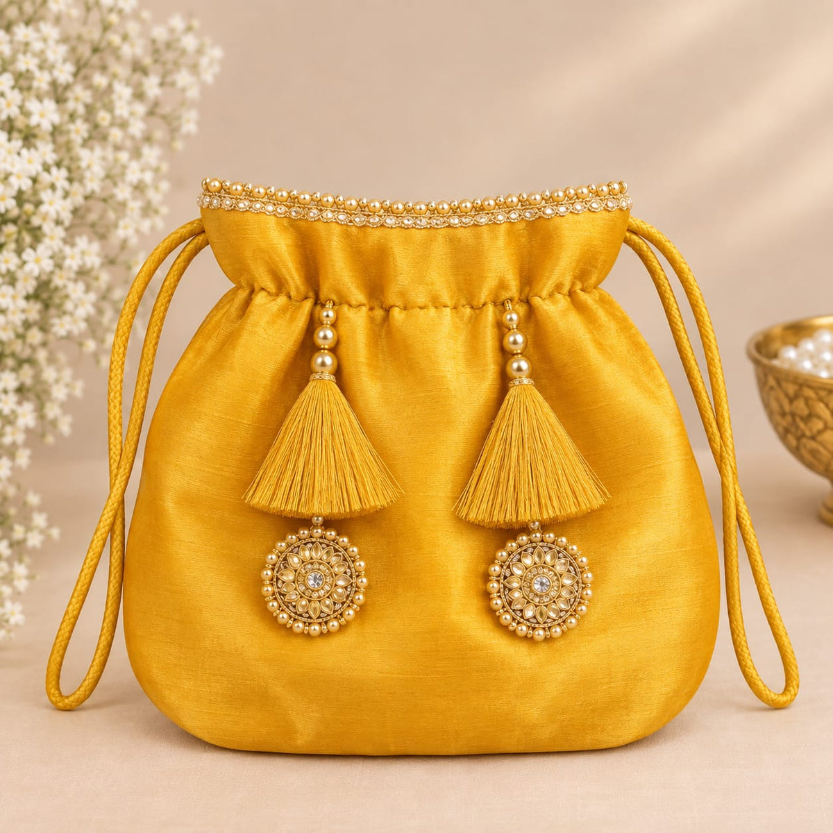 Mustard Yellow Gajji Silk Embroidered Sharara Set