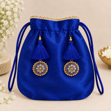 Royal Sapphire Gajji Silk Festive Kurta Set with Organza Dupatta