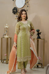 Green Pakistani Straight Suit