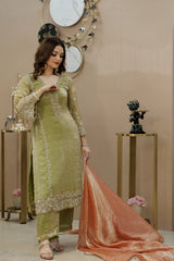Green Pakistani Straight Suit