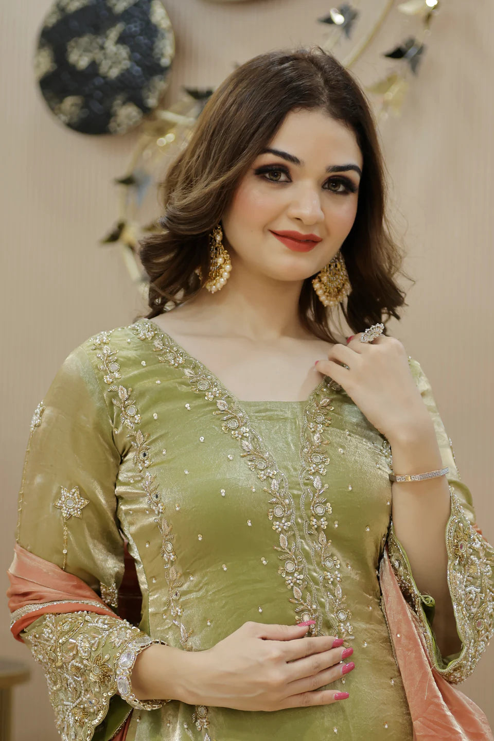 Green Pakistani Straight Suit