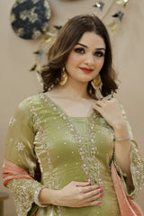 Green Pakistani Straight Suit