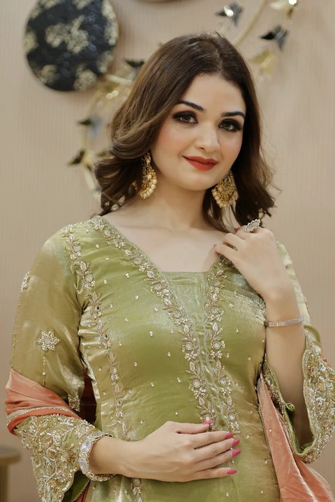 Green Pakistani Straight Suit