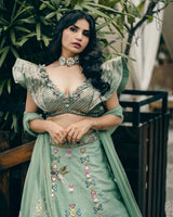 Priya Ahuja In Sapphire Blue Handpainted Lehenga Set