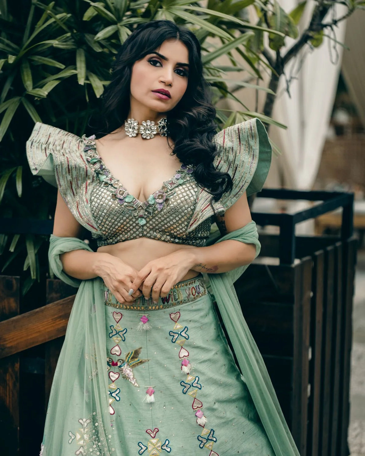 Priya Ahuja In Sapphire Blue Handpainted Lehenga Set