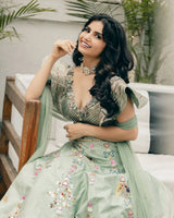 Priya Ahuja In Sapphire Blue Handpainted Lehenga Set