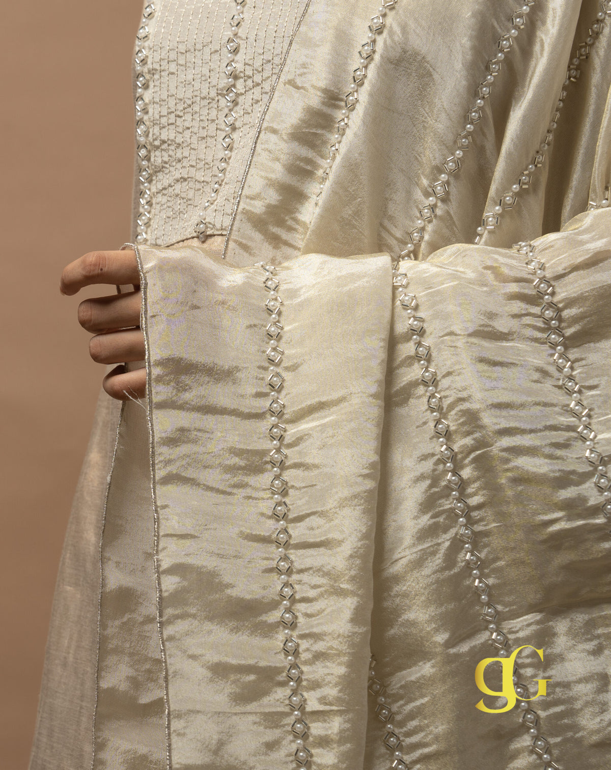 Beige Embroidered Suit