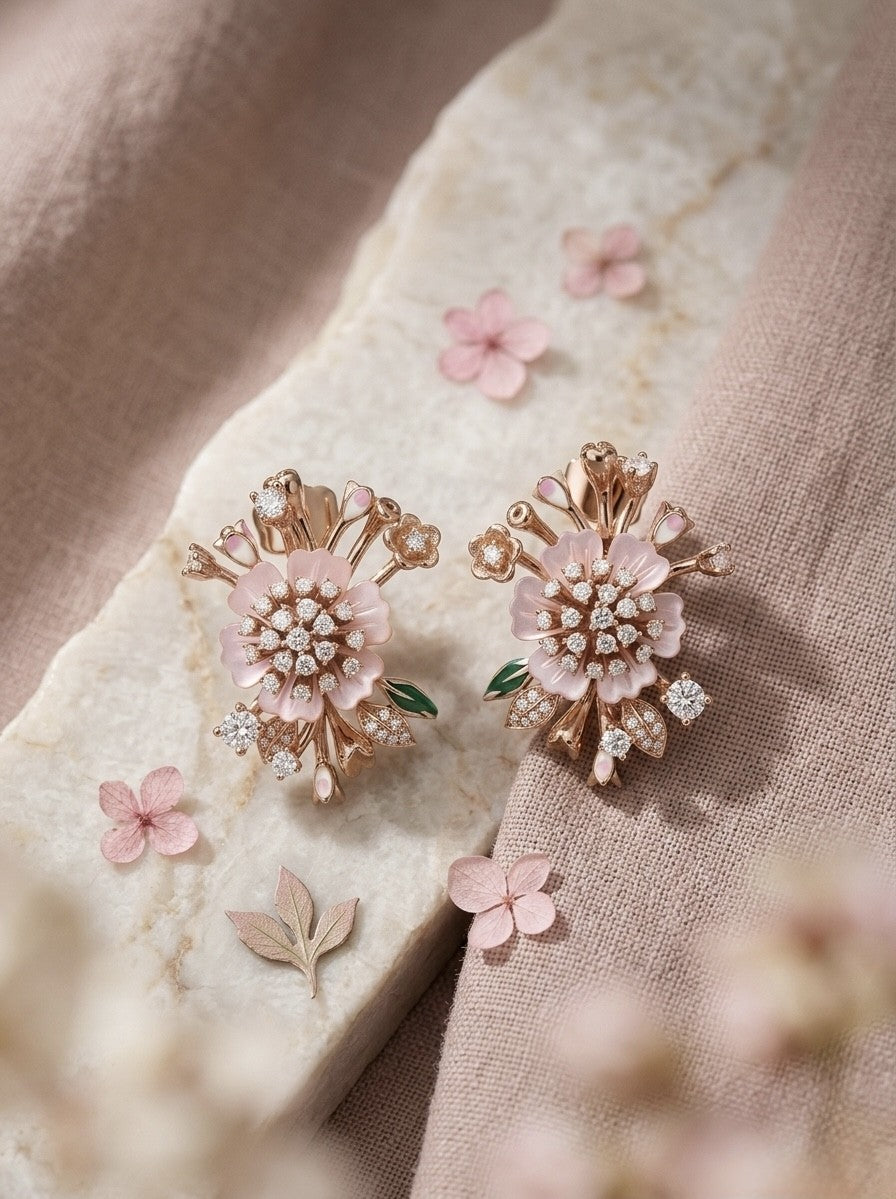 blush petal bloom pendant set