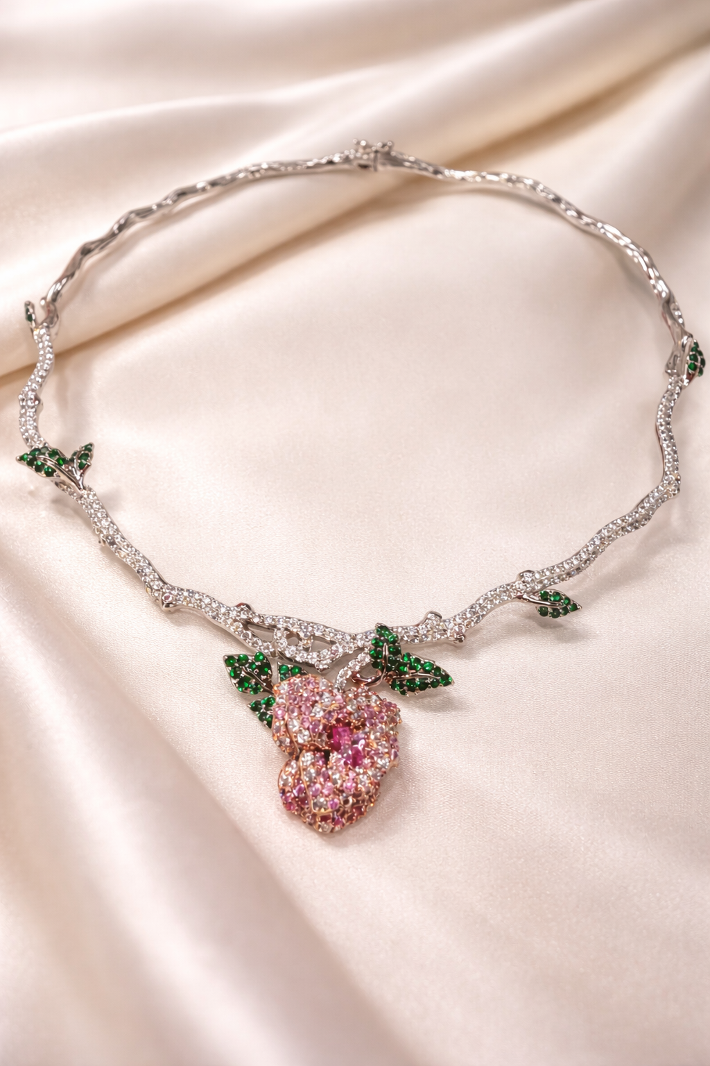 Blush rose garden necklace