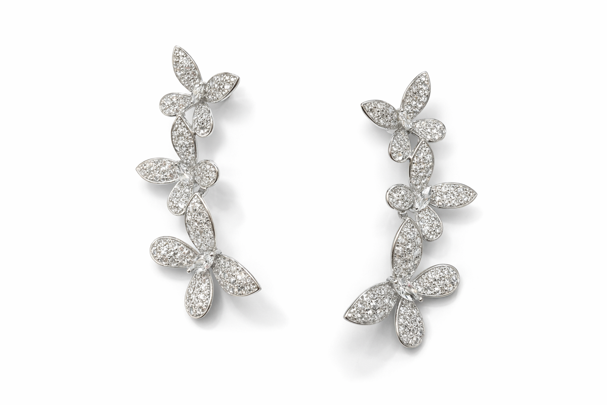 Silvpop Crystal Bloom Vine Earrings
