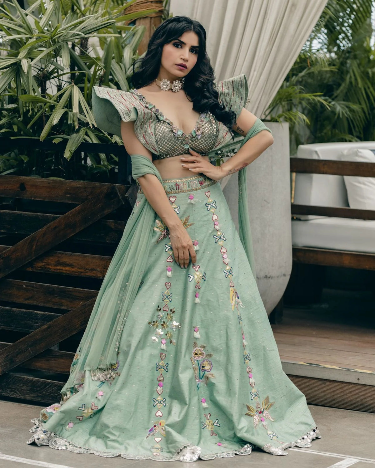 Priya Ahuja In Sapphire Blue Handpainted Lehenga Set