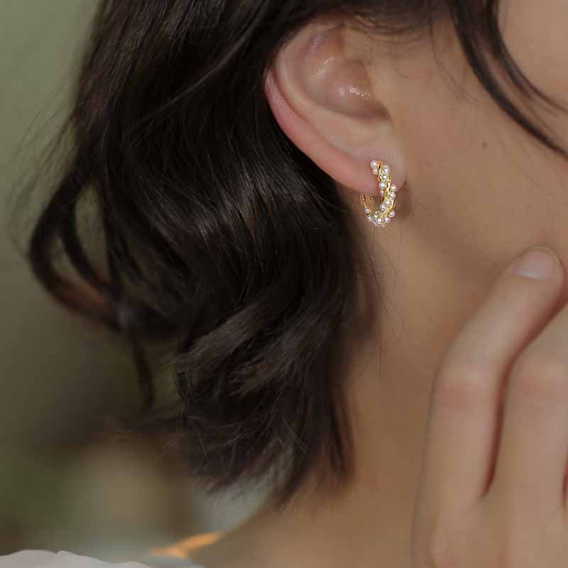Vintage Pearl Hoops Mini