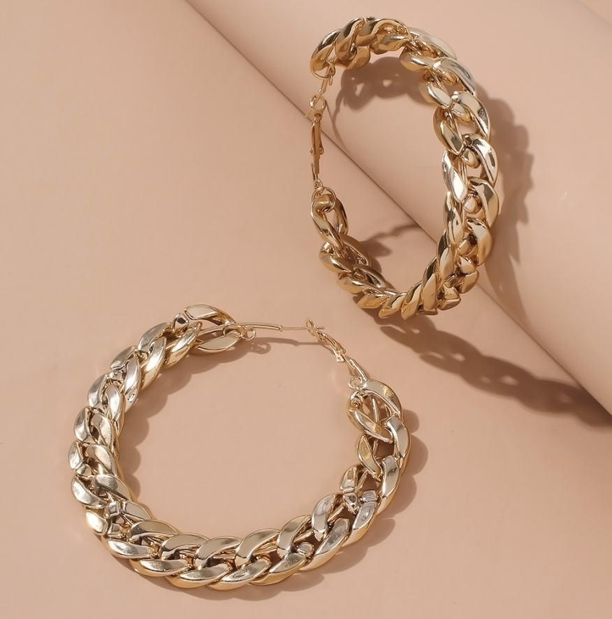 Gold Chain Hoops