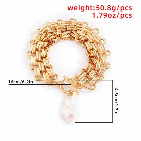 Gold Pearl Drop Bracelet