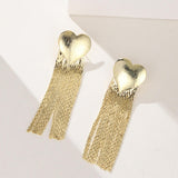 Hearted Gold Tassel Earrings
