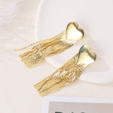 Hearted Gold Tassel Earrings