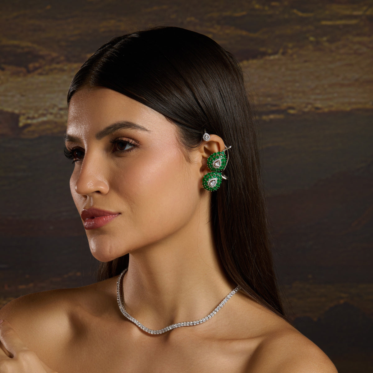 Dual Pear Cuff Earrings