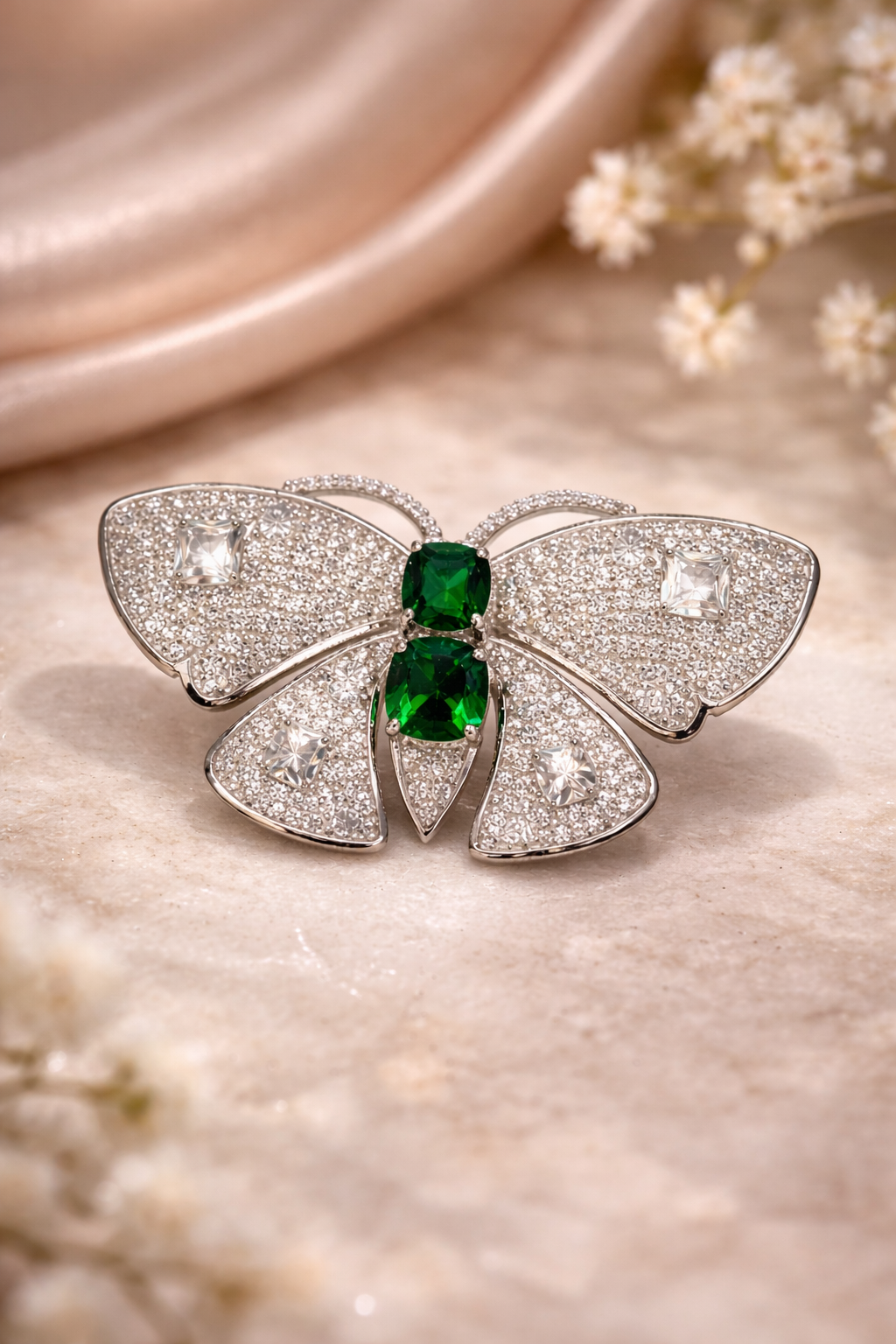 Emerald Butterfly Statement Brooch