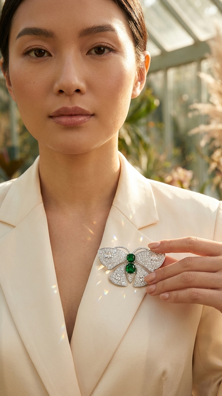 Emerald Butterfly Statement Brooch