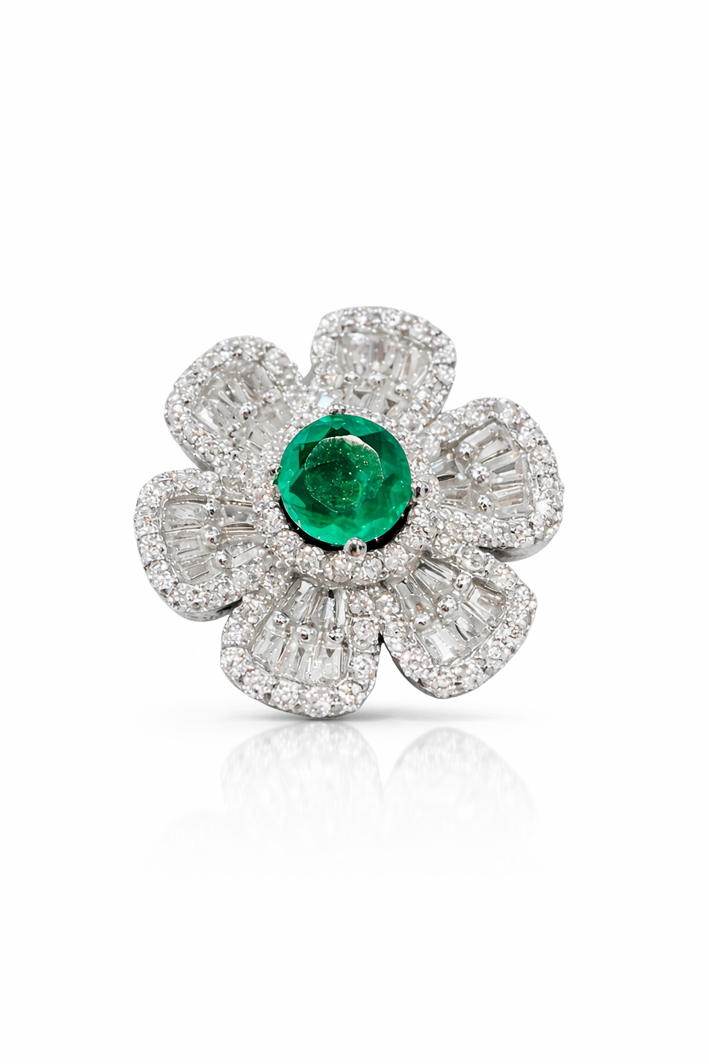 Emerald Bloom Crystal Ring