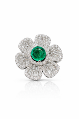 Emerald Bloom Crystal Ring