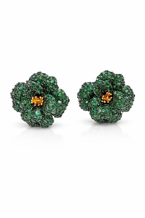 Emerald Blossom Statement Stud