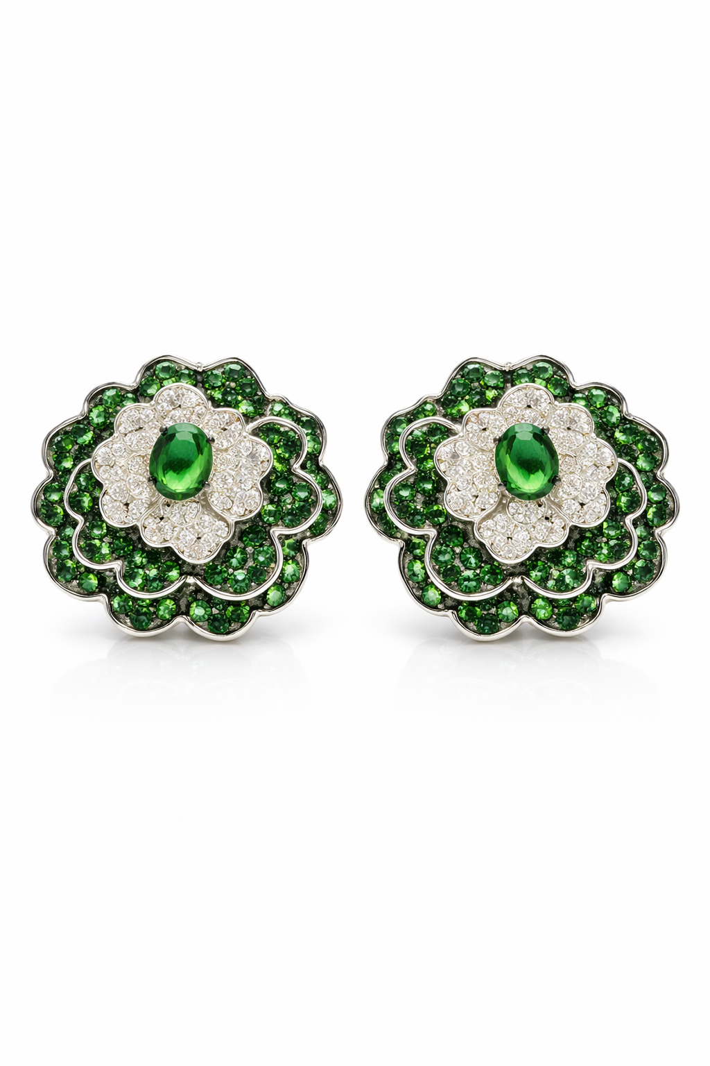 Emerald Royal Floral Stud