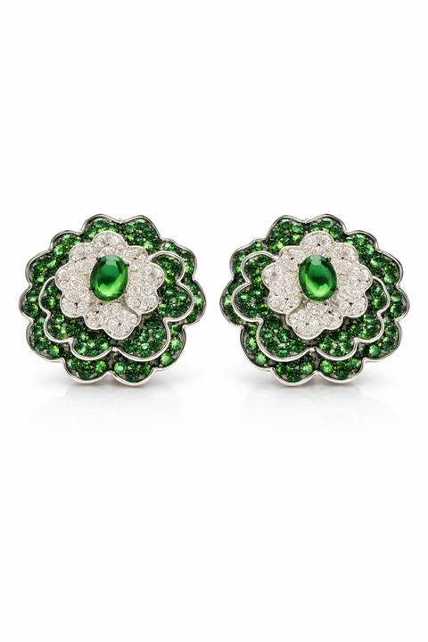 Emerald Royal Floral Stud