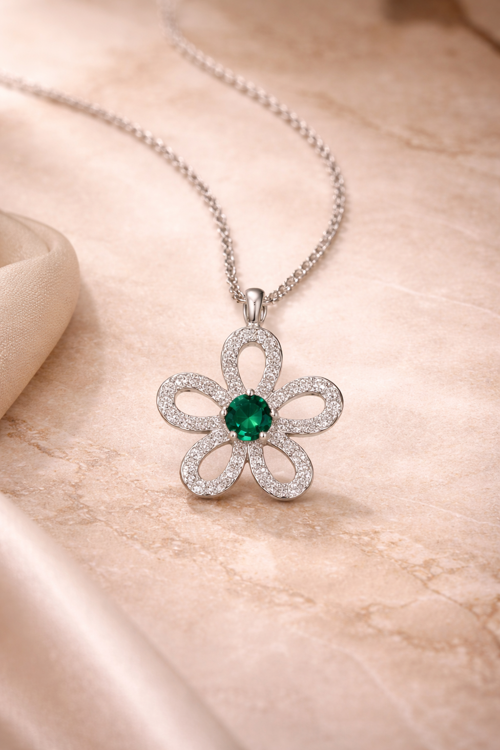 Emerald Bloom Floral Pendant