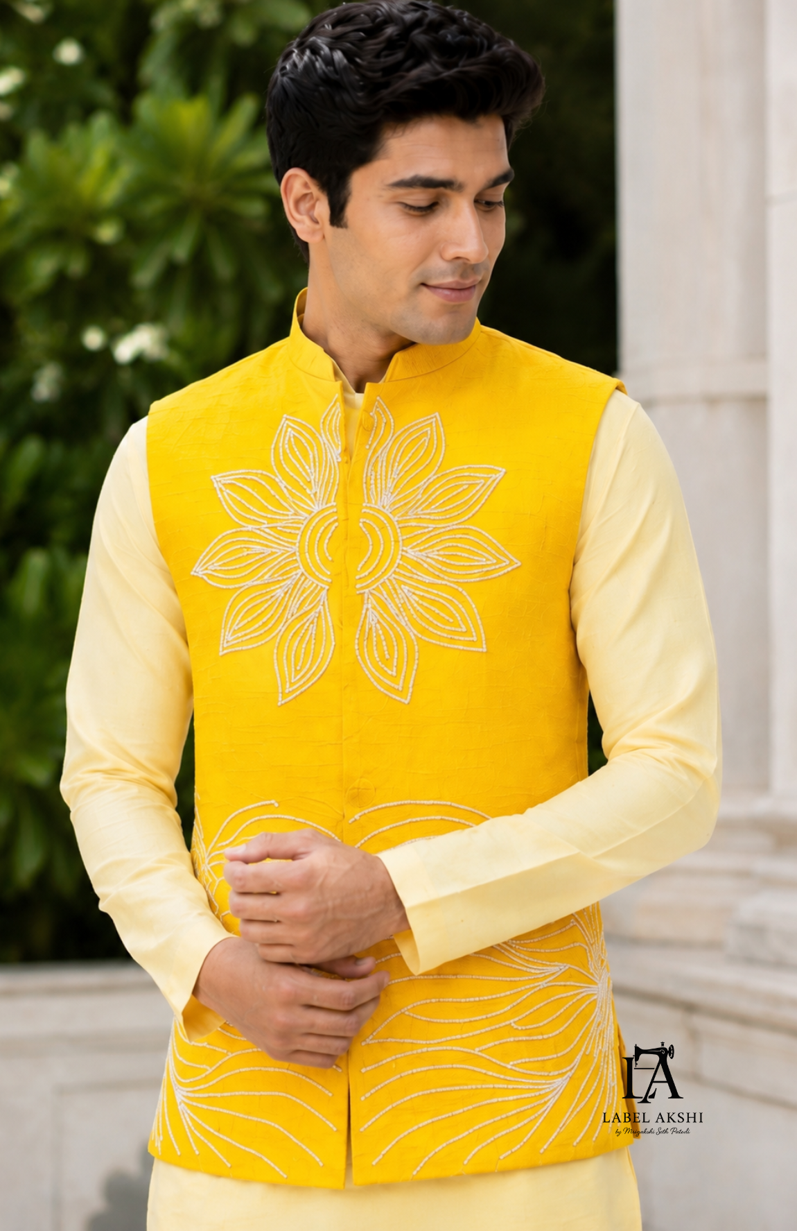 Yellow Button Nehru Jacket