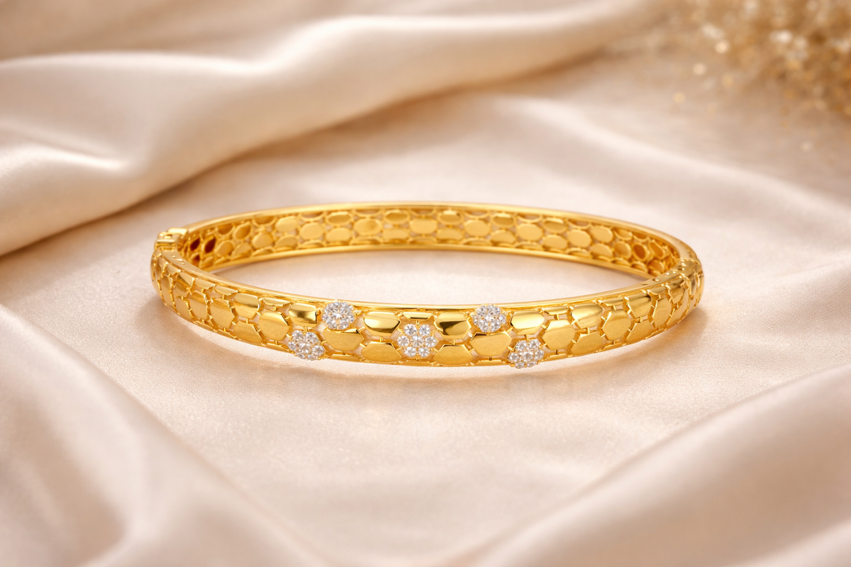 Silvpop Honeycomb Crystal Accent Bangle