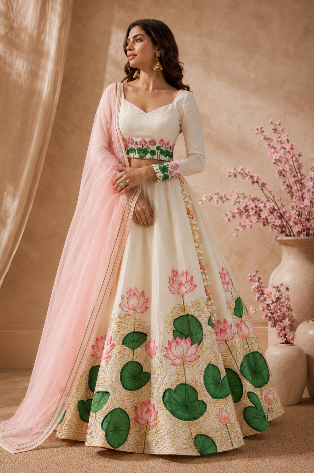 Lotus Ivory Handpaint Lehenga