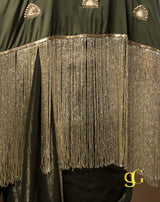 Olive Green Saree with Cape